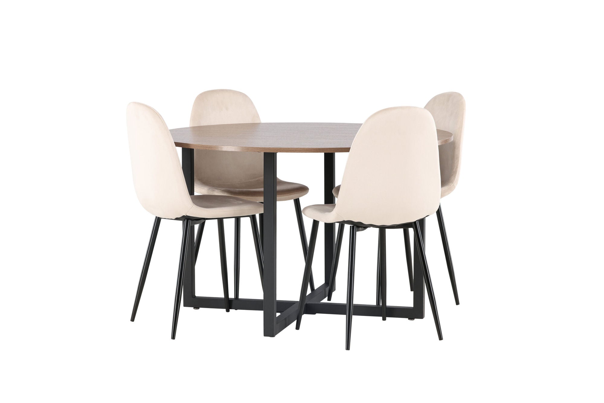 Venture Home Durango spisebord - Black / Walnut MDF +Polar Spisebordsstol - Black legs / Beige Velvet _4