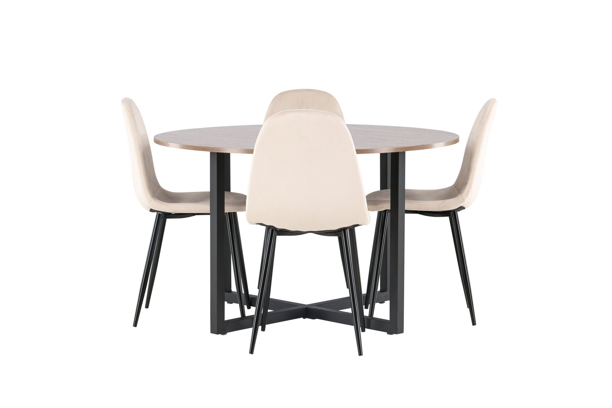 Venture Home Durango spisebord - Black / Walnut MDF +Polar Spisebordsstol - Black legs / Beige Velvet _4