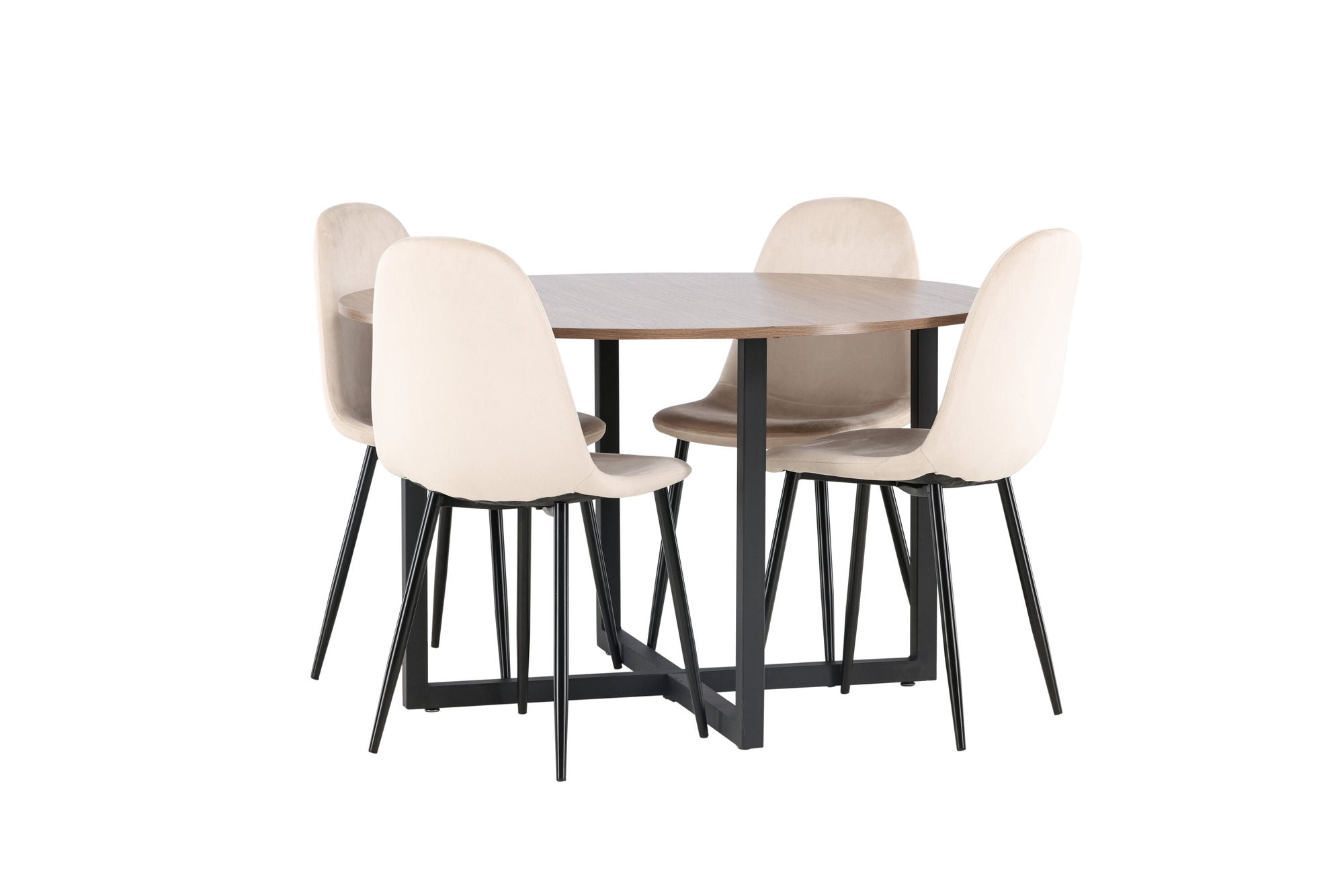 Venture Home Durango spisebord - Black / Walnut MDF +Polar Spisebordsstol - Black legs / Beige Velvet _4