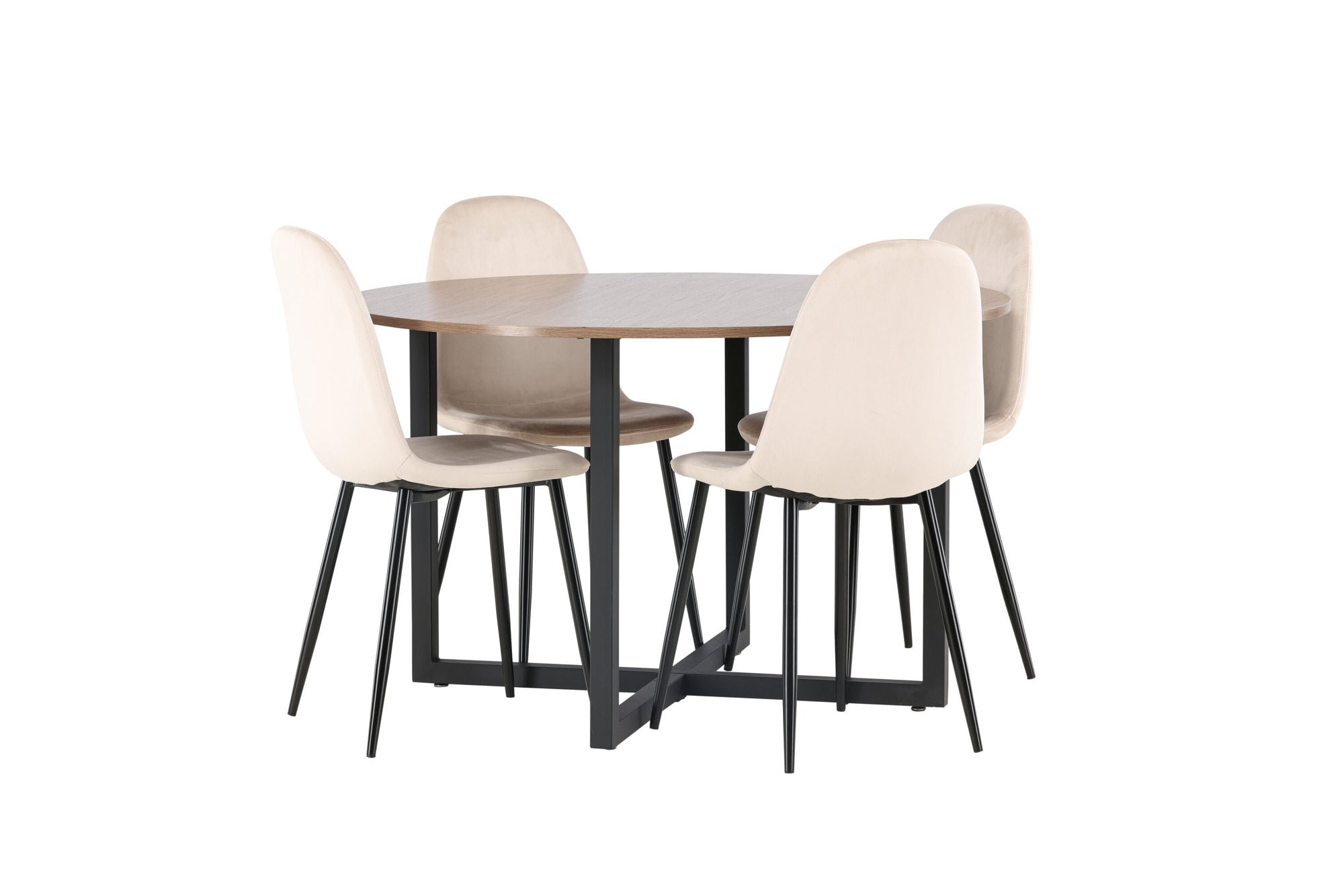 Venture Home Durango spisebord - Black / Walnut MDF +Polar Spisebordsstol - Black legs / Beige Velvet _4