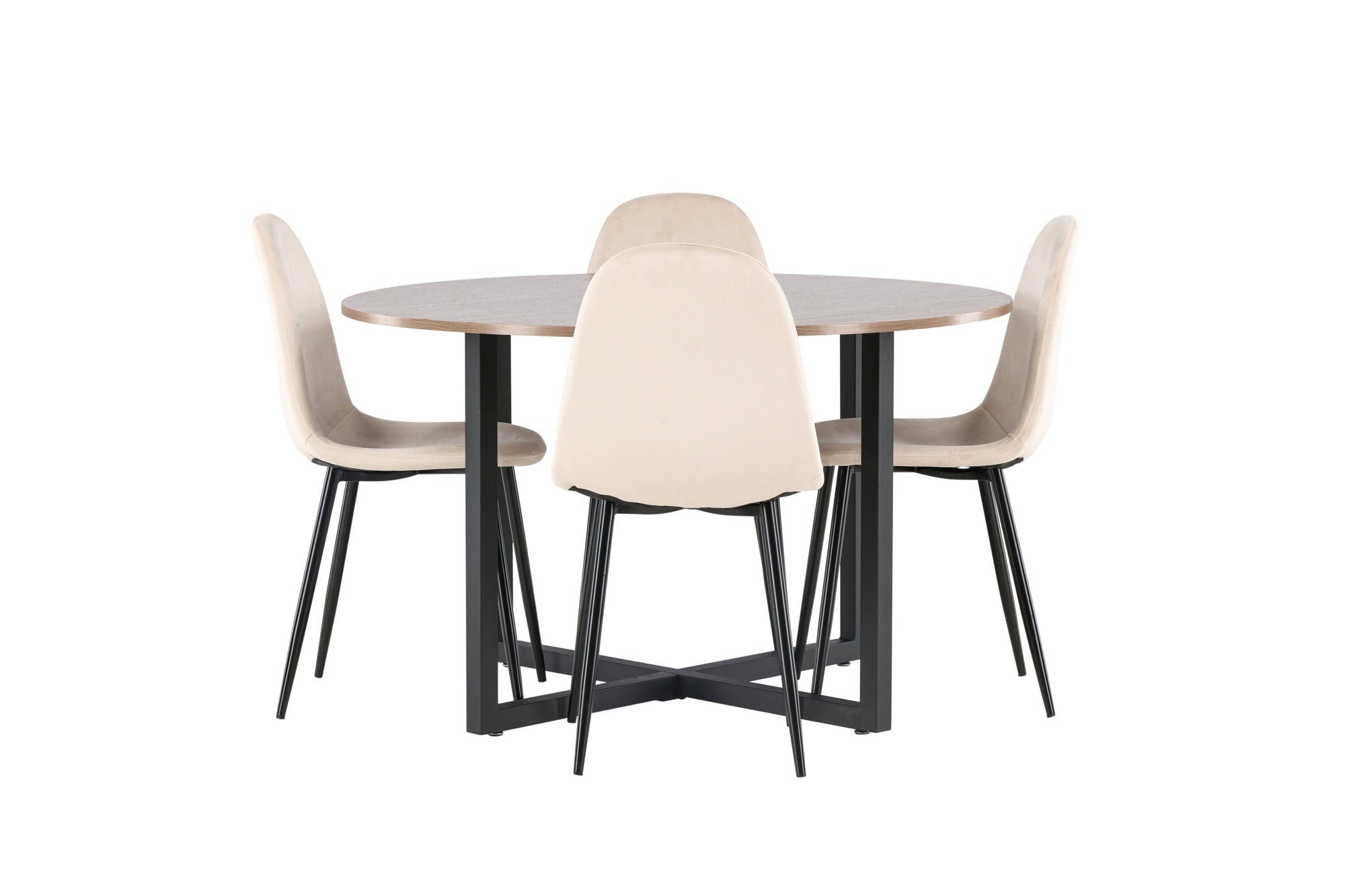 Venture Home Durango spisebord - Black / Walnut MDF +Polar Spisebordsstol - Black legs / Beige Velvet _4