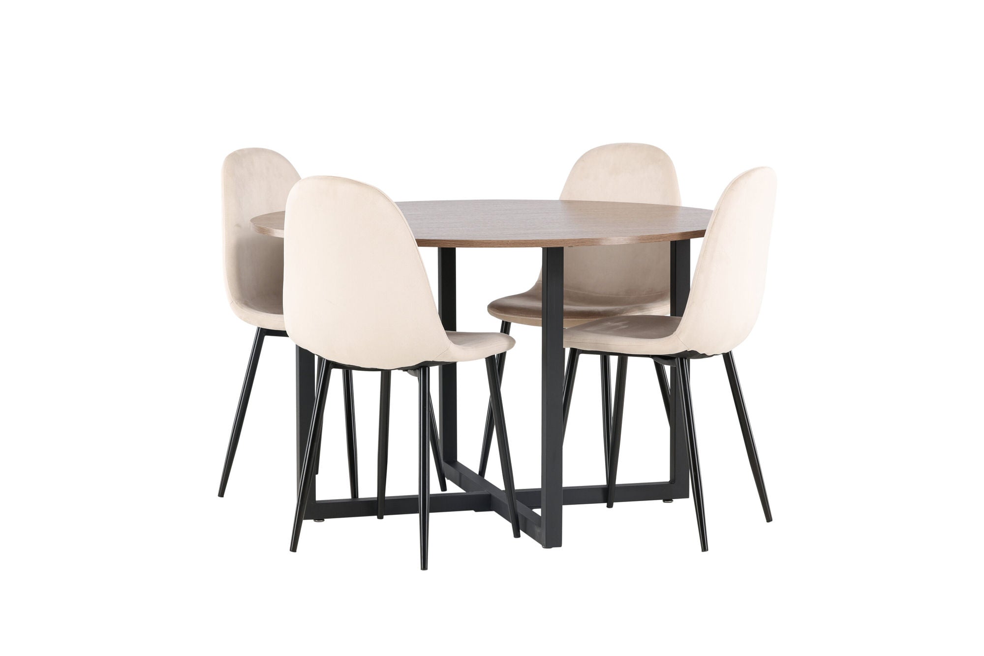 Venture Home Durango spisebord - Black / Walnut MDF +Polar Spisebordsstol - Black legs / Beige Velvet _4