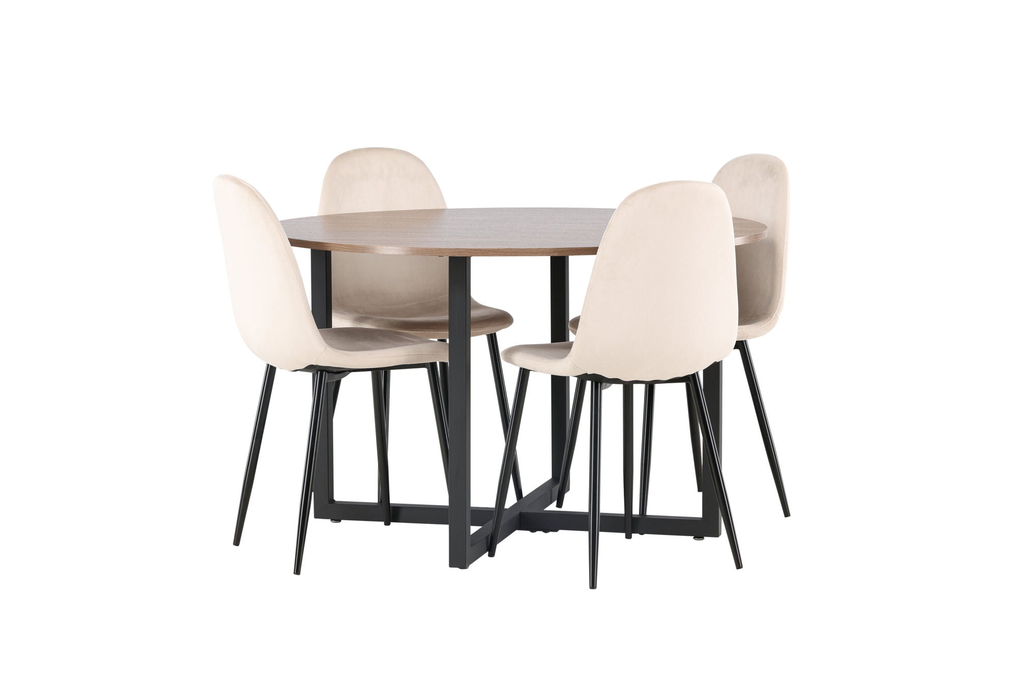 Venture Home Durango spisebord - Black / Walnut MDF +Polar Spisebordsstol - Black legs / Beige Velvet _4