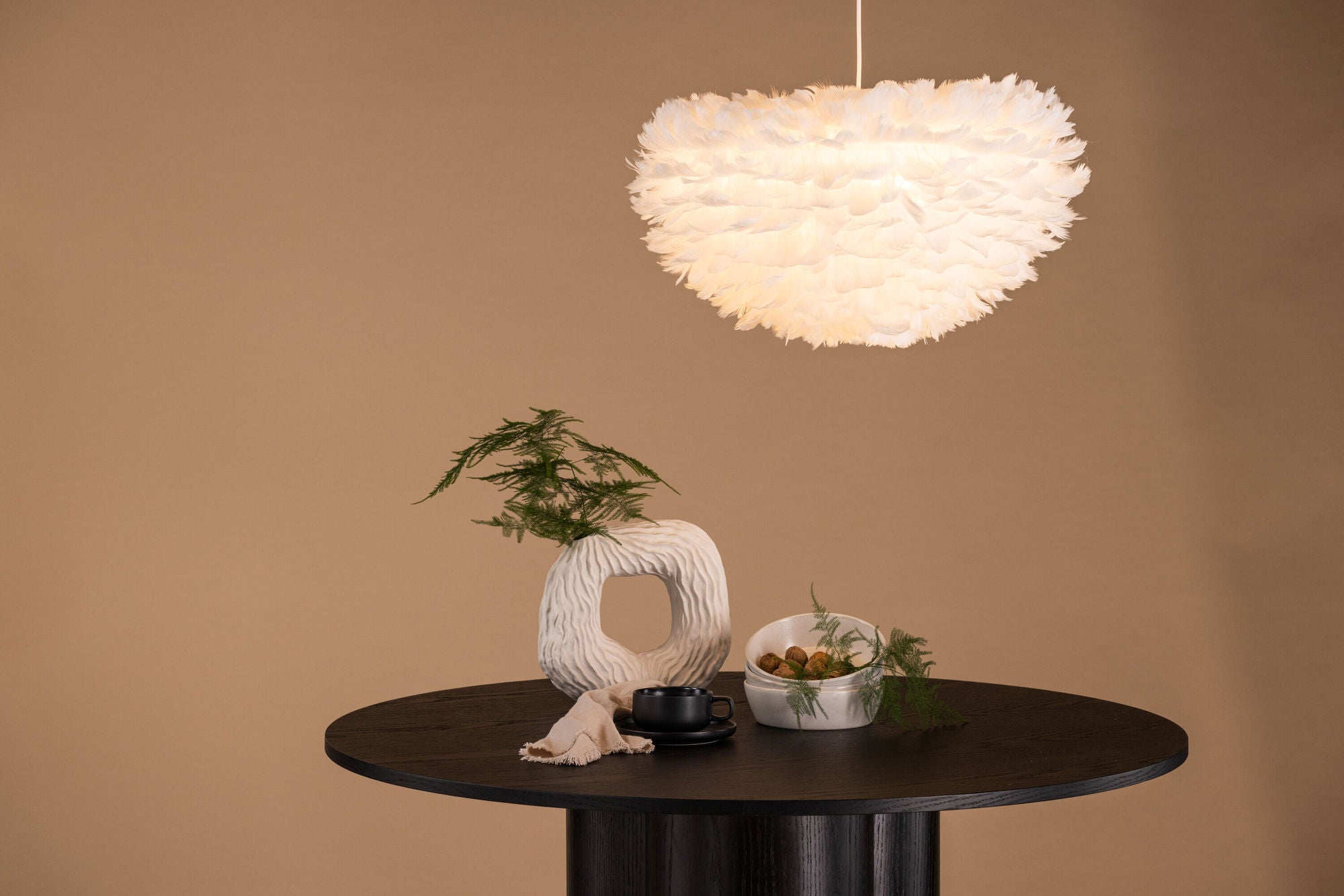 Venture Home Nicola - Large Pendant lampe - White / White artificial feather
