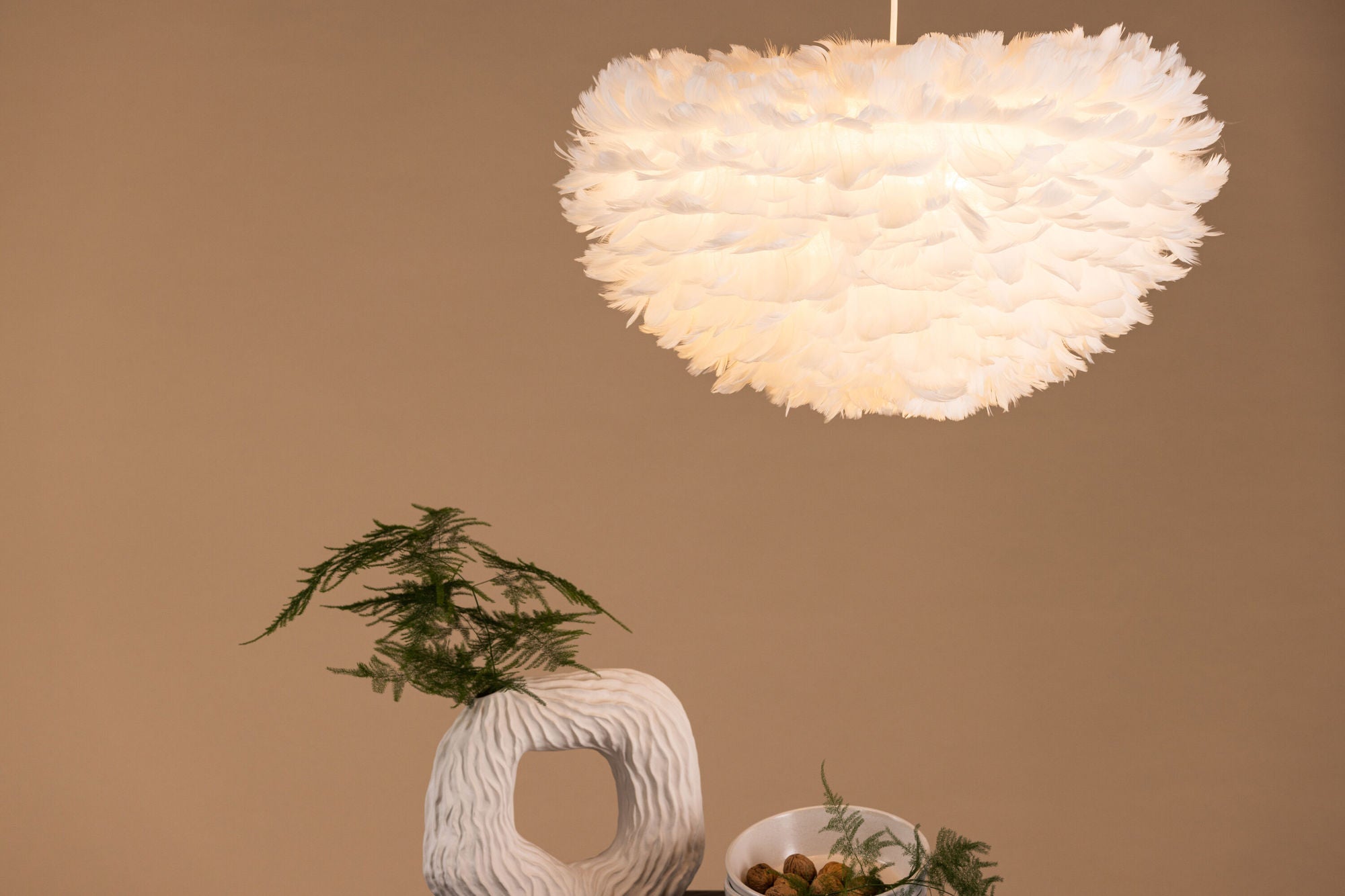Venture Home Nicola - Large Pendant lampe - White / White artificial feather