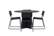 Venture Home Bootcut rund spisebord - Black / Black Fanéer +Kenth stol - Black / Black PU _4