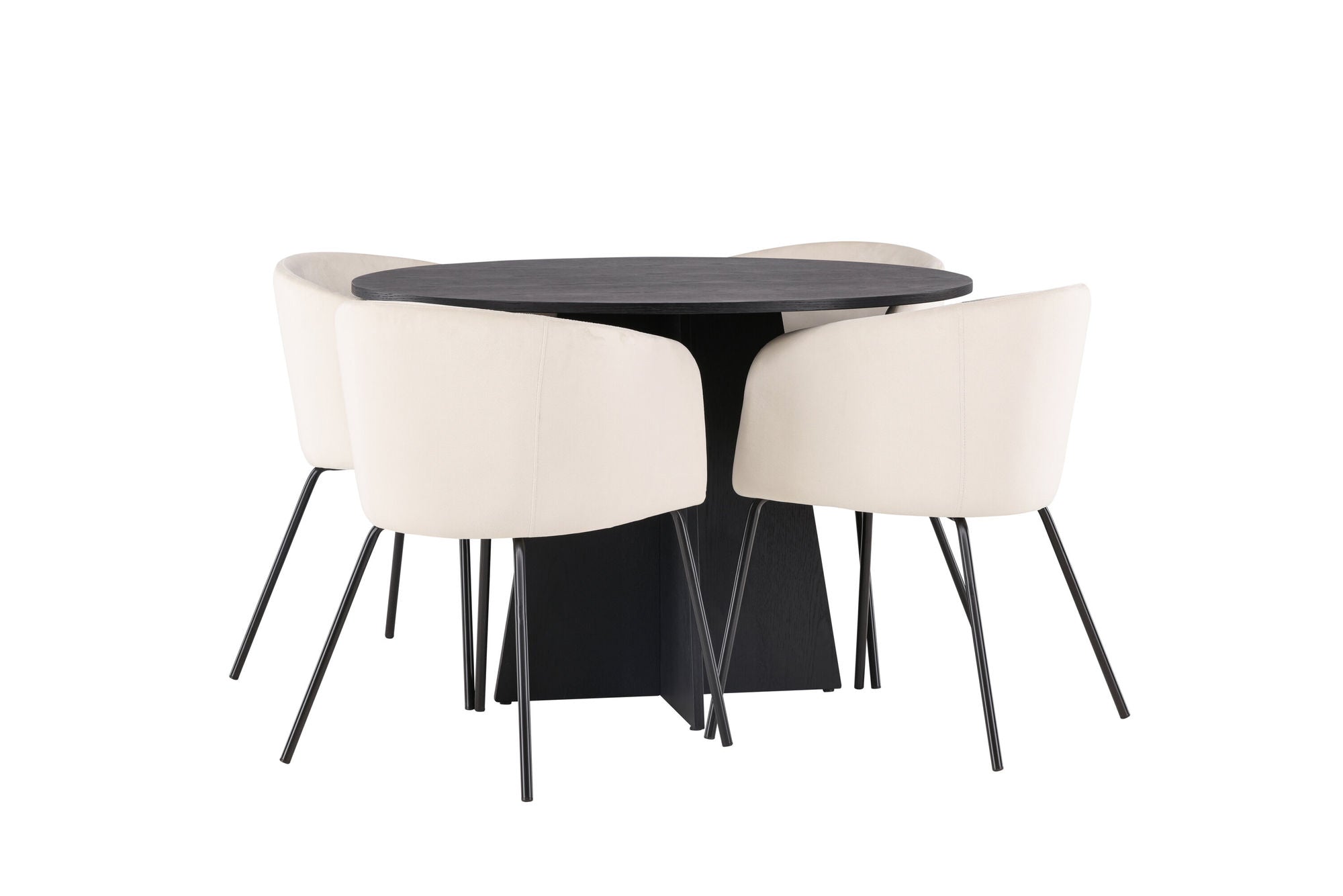 Venture Home Bootcut rund spisebord - Black / Black Fanéer +Berit stol - Black / Beige Velvet _4