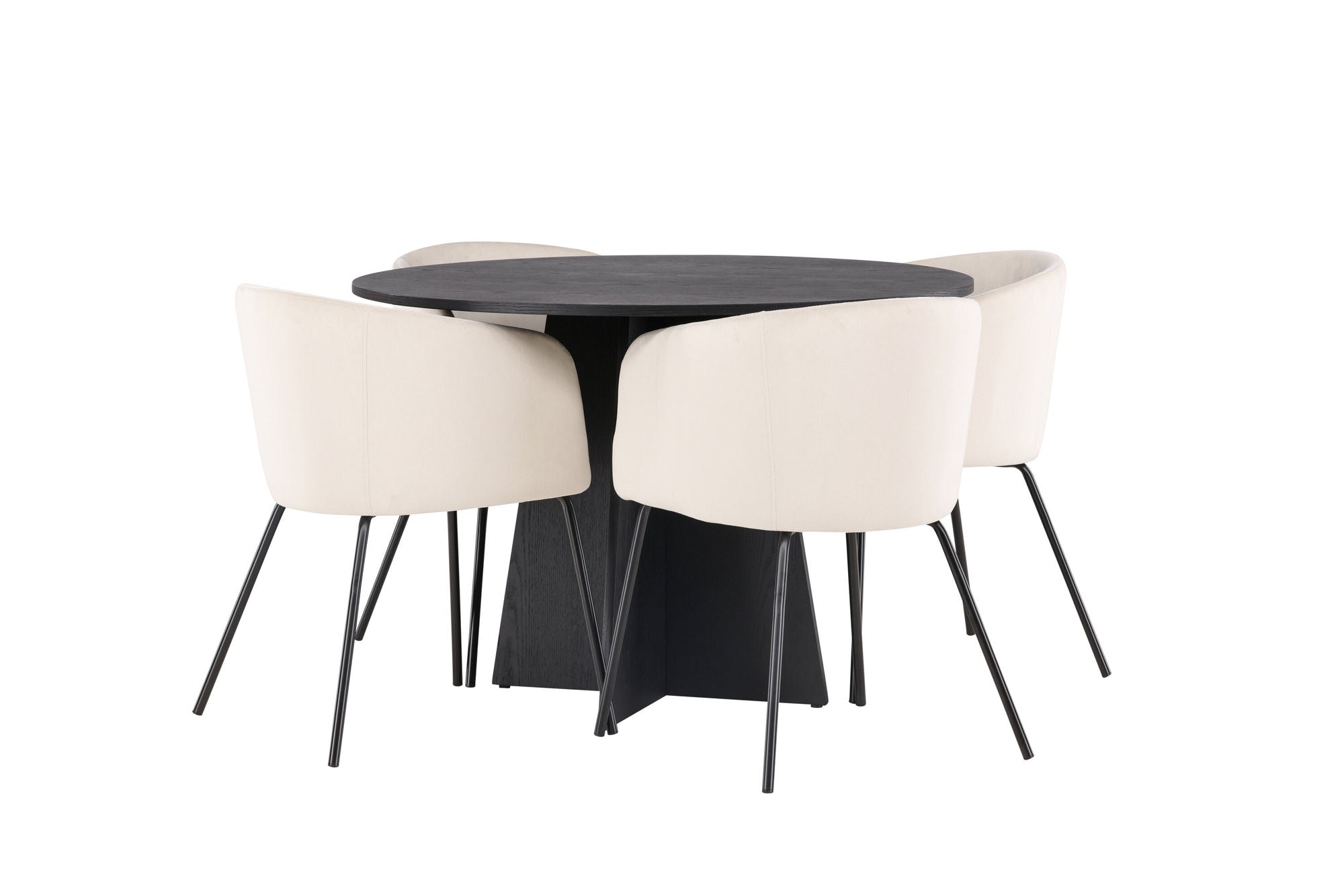Venture Home Bootcut rund spisebord - Black / Black Fanéer +Berit stol - Black / Beige Velvet _4