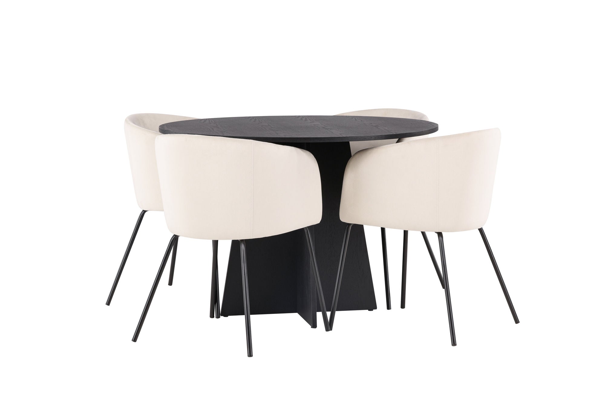 Venture Home Bootcut rund spisebord - Black / Black Fanéer +Berit stol - Black / Beige Velvet _4