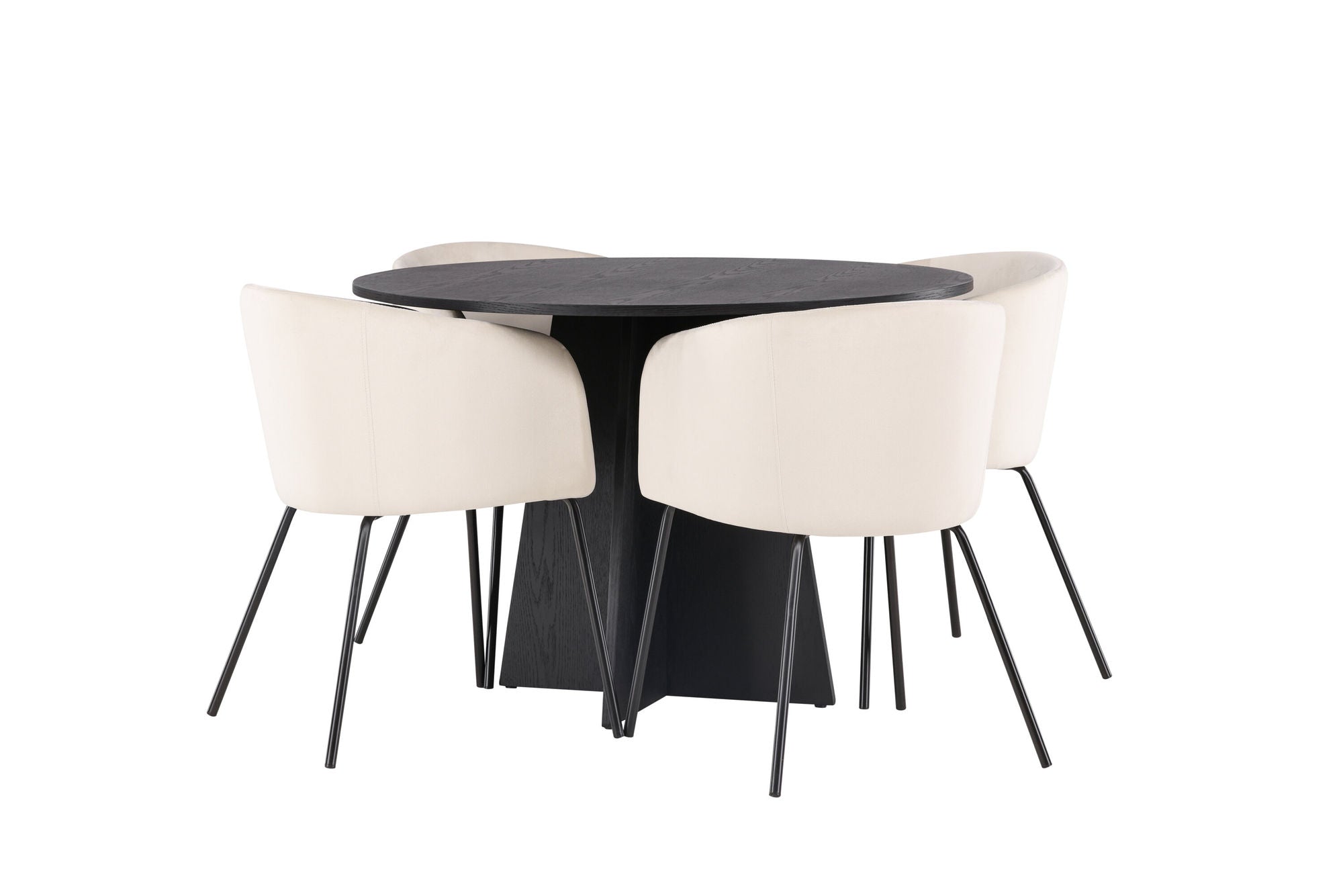 Venture Home Bootcut rund spisebord - Black / Black Fanéer +Berit stol - Black / Beige Velvet _4