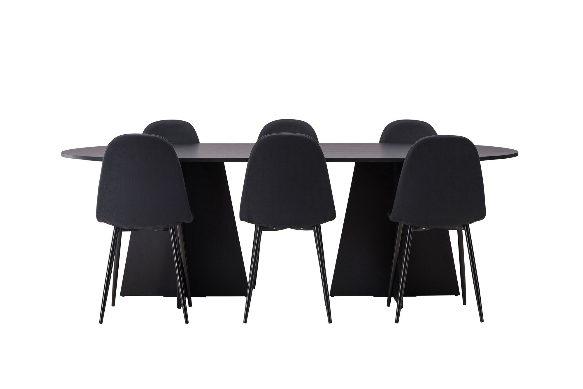 Venture Home Bootcut Oval spisebord - Black / Black Fanéer +Polar Spisebordsstol - Black Legs - Black Fabric _6