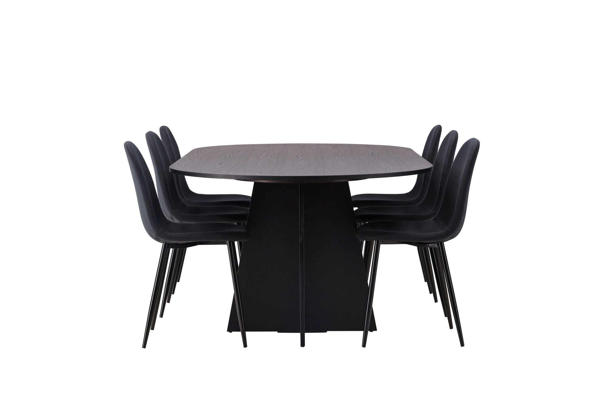 Venture Home Bootcut Oval spisebord - Black / Black Fanéer +Polar Spisebordsstol - Black Legs - Black Fabric _6