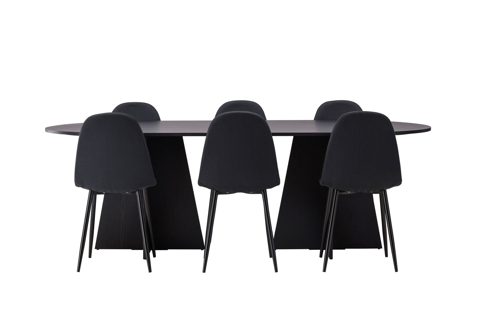 Venture Home Bootcut Oval spisebord - Black / Black Fanéer +Polar Spisebordsstol - Black Legs - Black Fabric _6