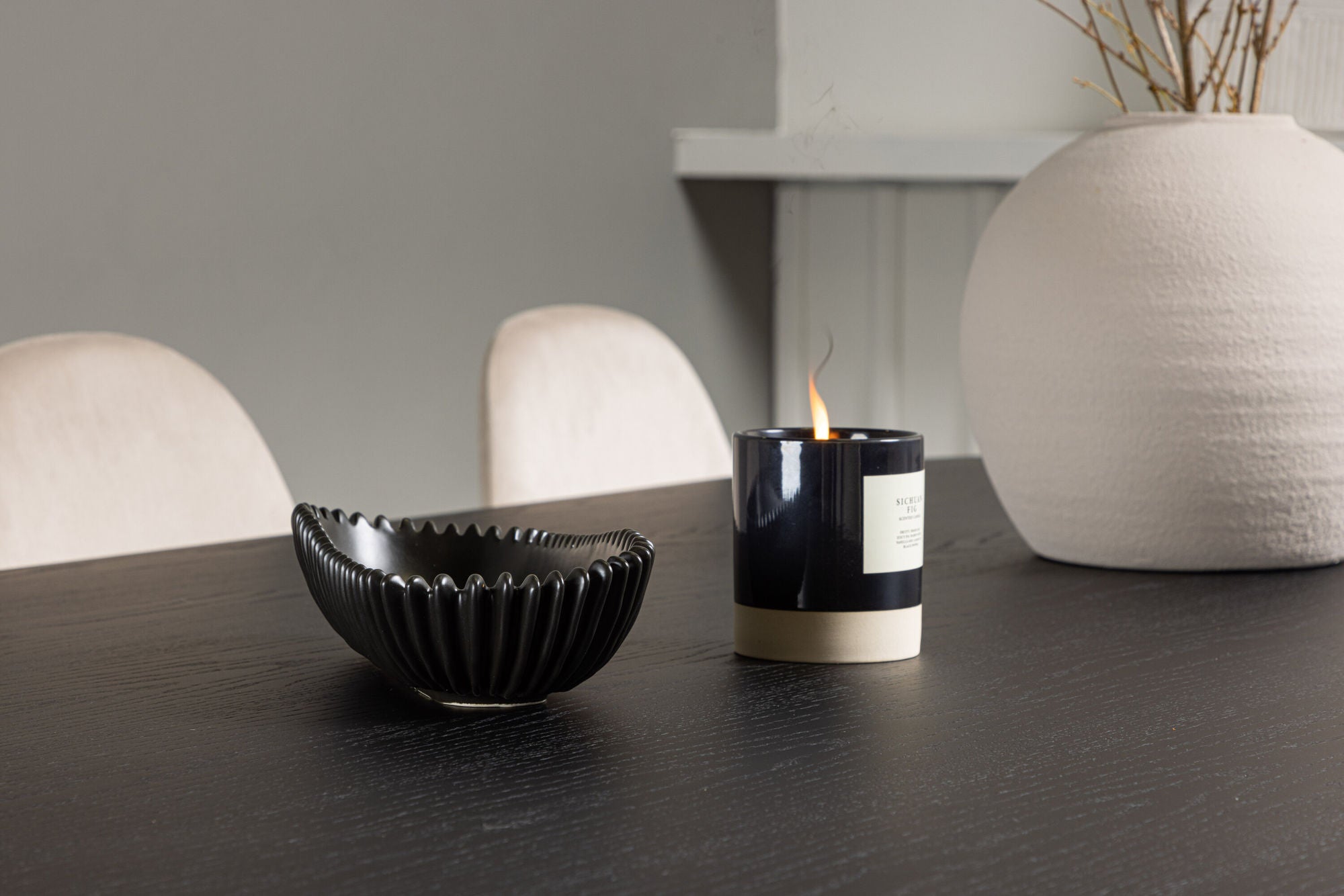 Venture Home Bootcut Oval spisebord - Black / Black Fanéer +Polar Spisebordsstol - Black legs / Beige Velvet _6