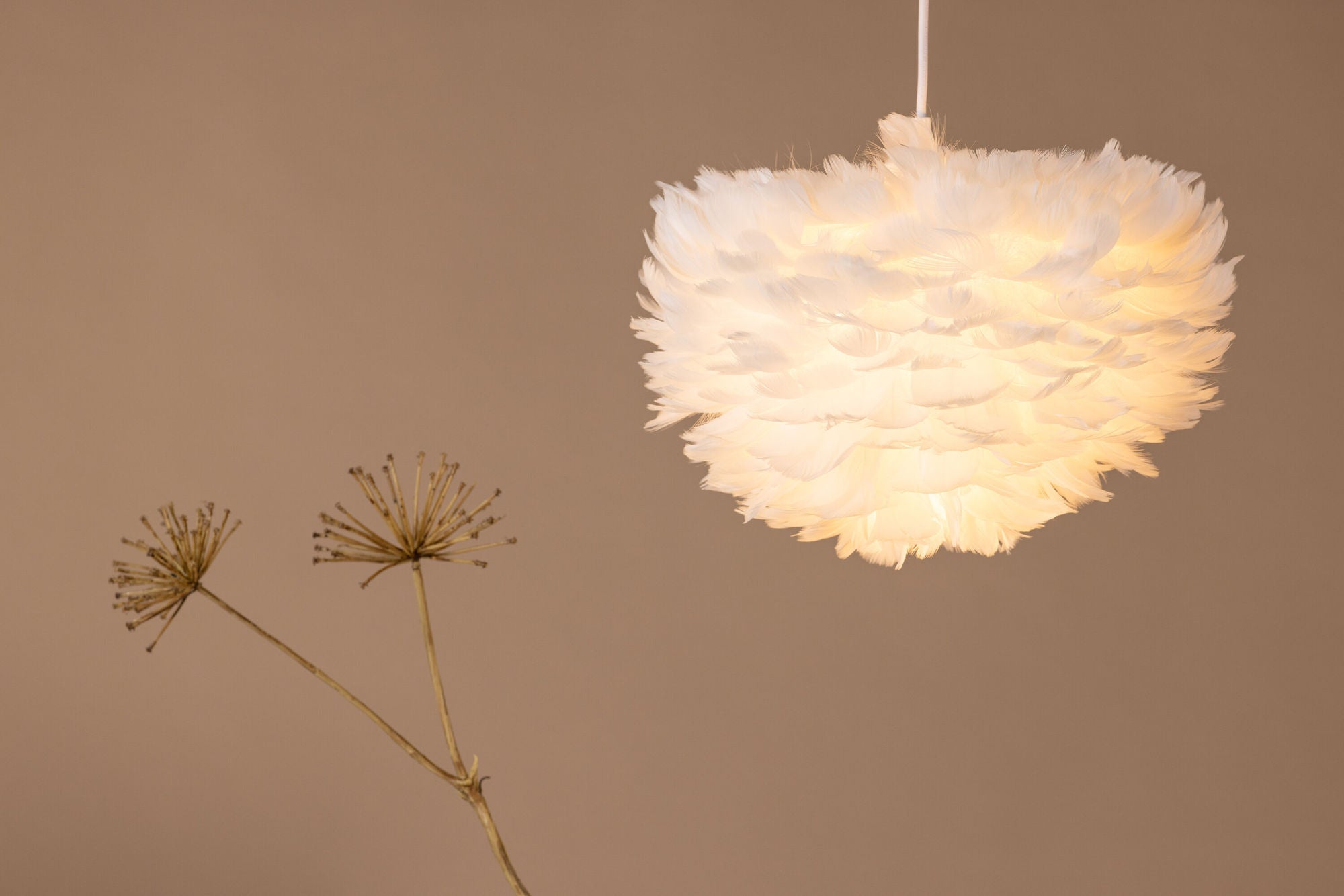 Venture Home Nicola - Small Pendant lampe - White / White artificial feather