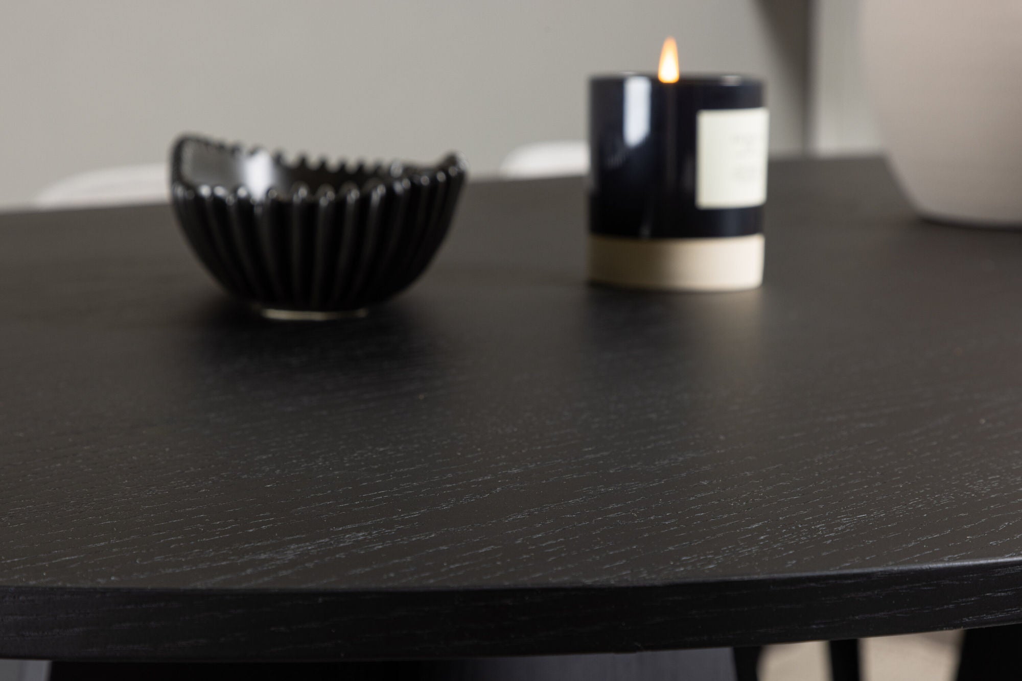 Venture Home Bootcut Oval spisebord - Black / Black Fanéer +Velvet Spisebordsstol - Light Grey / Black _6