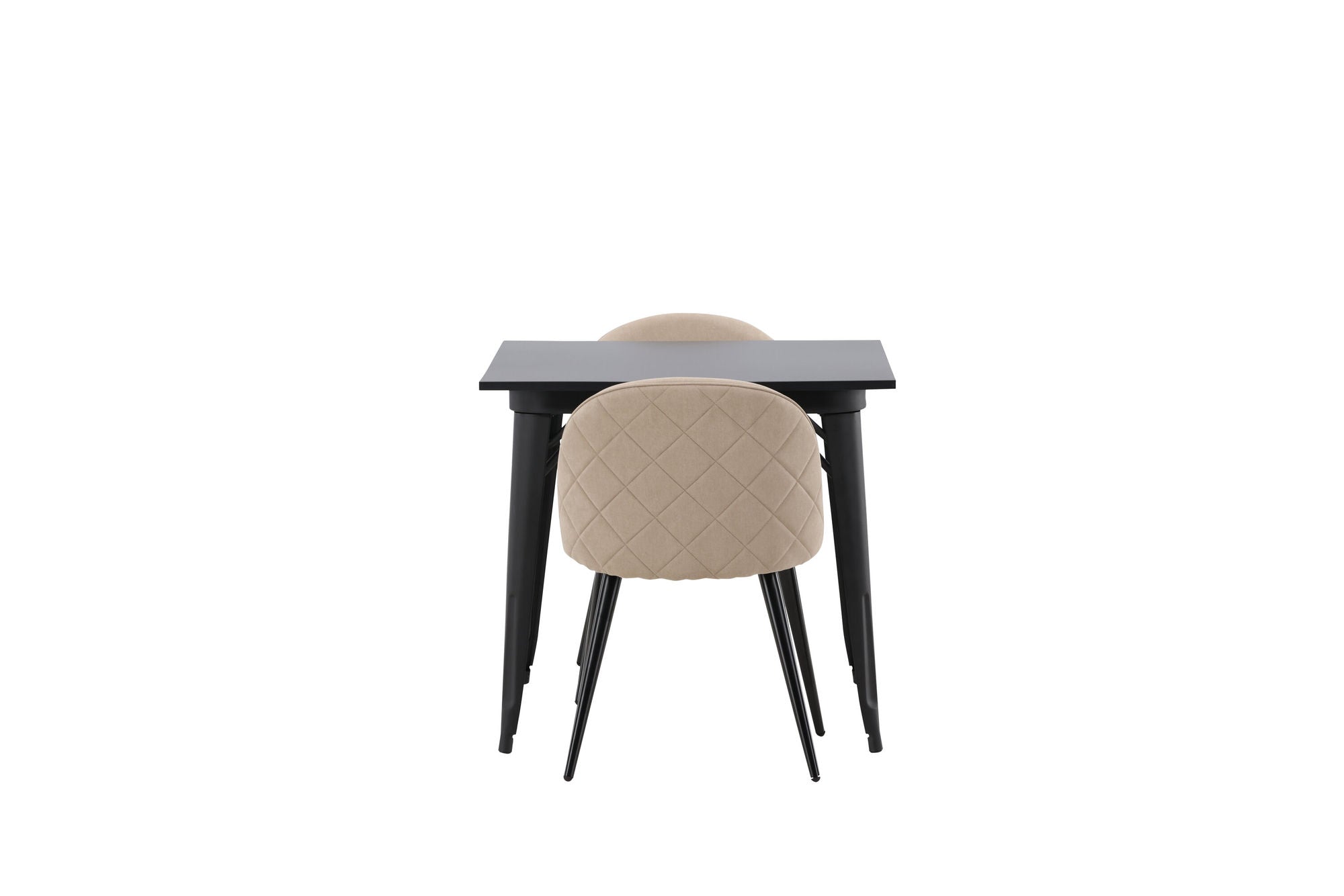 Venture Home Tempe spisebord - Black / Black MDF +Velvet Stitches stol - Black / Beige Fabric (Polyester linen ) _2