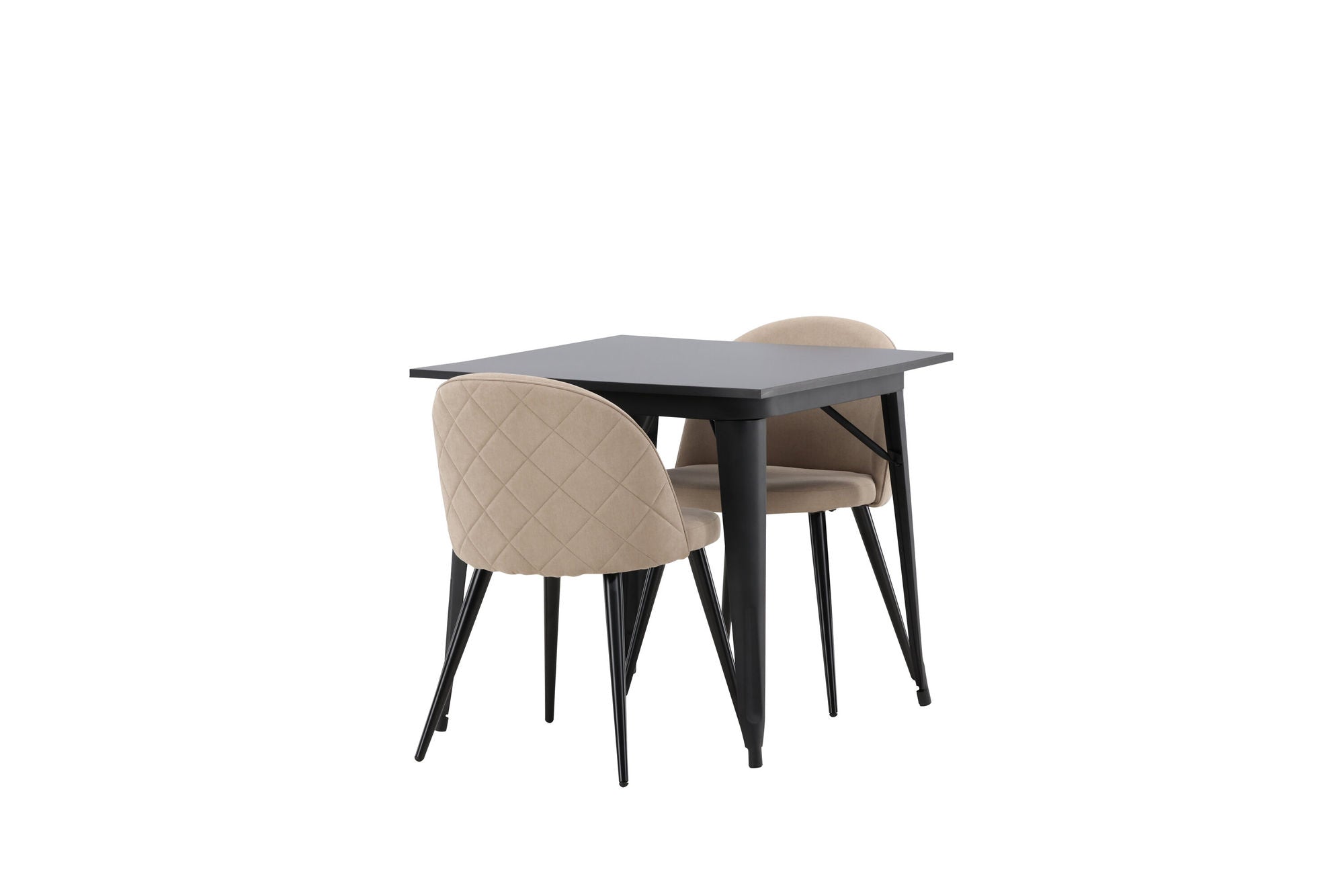 Venture Home Tempe spisebord - Black / Black MDF +Velvet Stitches stol - Black / Beige Fabric (Polyester linen ) _2