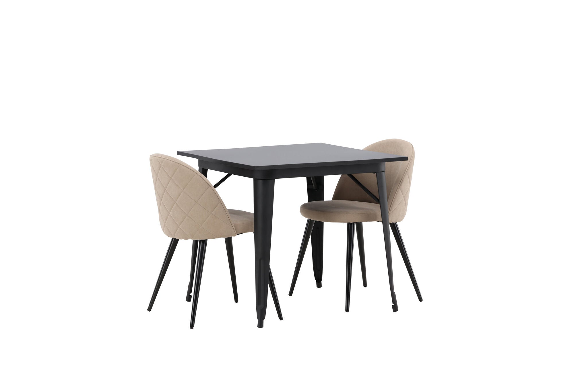 Venture Home Tempe spisebord - Black / Black MDF +Velvet Stitches stol - Black / Beige Fabric (Polyester linen ) _2