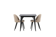 Venture Home Tempe spisebord - Black / Black MDF +Velvet Stitches stol - Black / Beige Fabric (Polyester linen ) _2