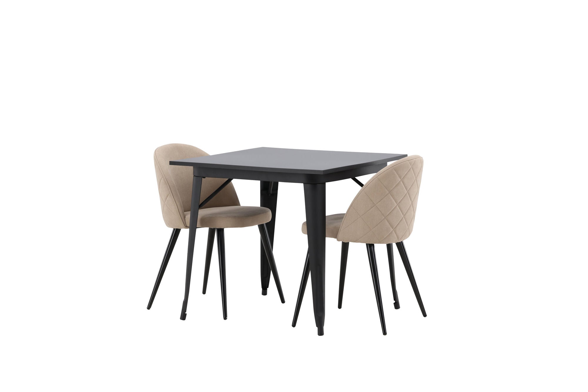 Venture Home Tempe spisebord - Black / Black MDF +Velvet Stitches stol - Black / Beige Fabric (Polyester linen ) _2