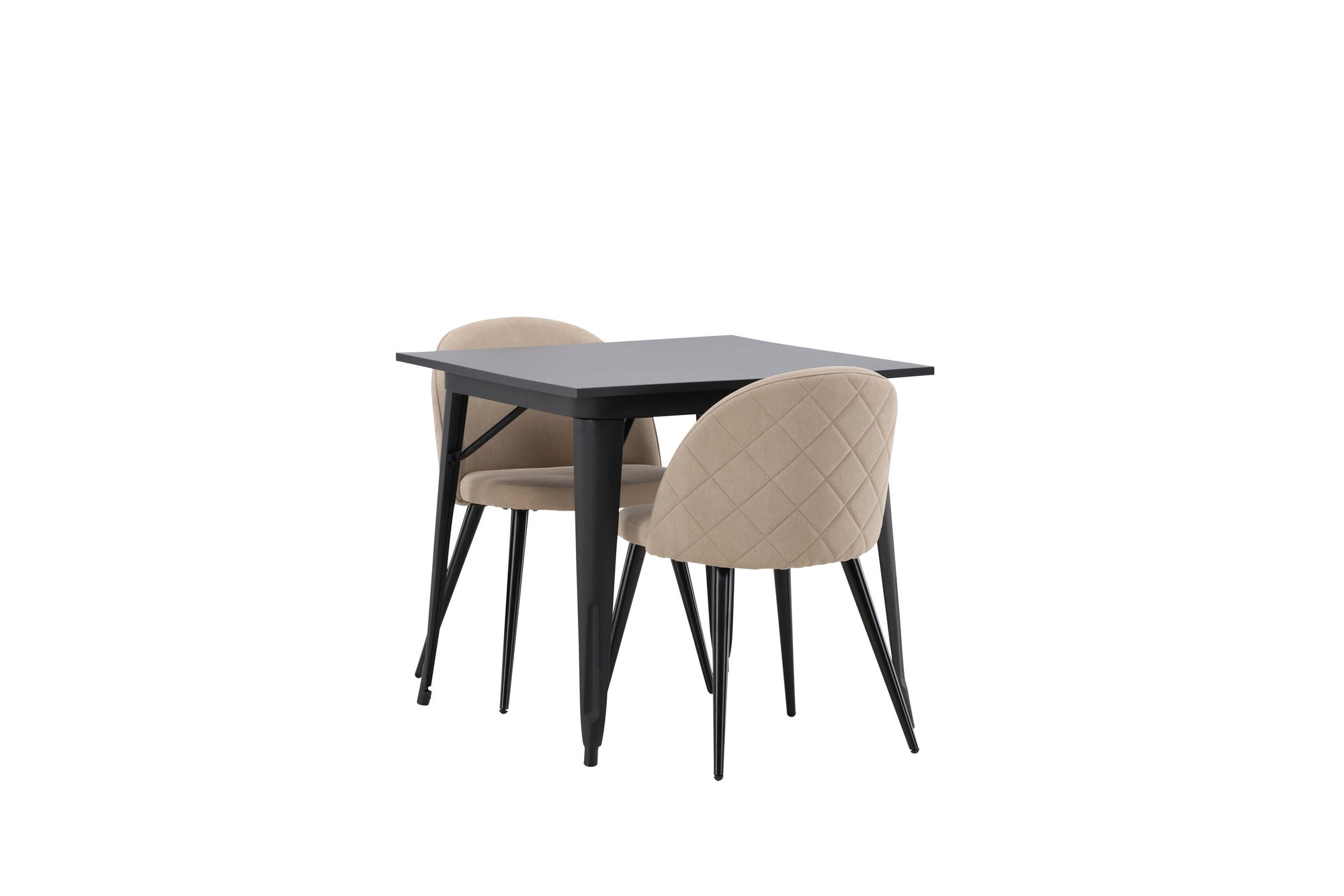 Venture Home Tempe spisebord - Black / Black MDF +Velvet Stitches stol - Black / Beige Fabric (Polyester linen ) _2
