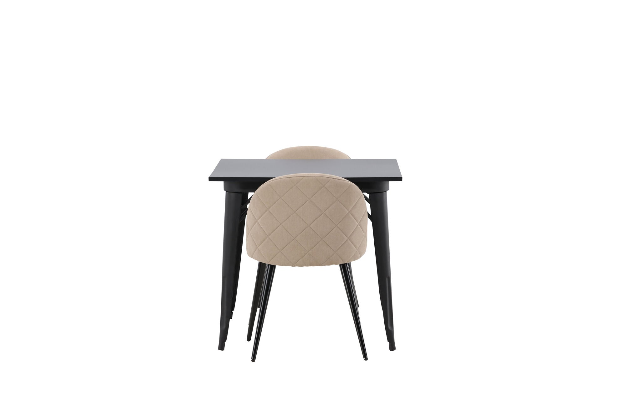 Venture Home Tempe spisebord - Black / Black MDF +Velvet Stitches stol - Black / Beige Fabric (Polyester linen ) _2