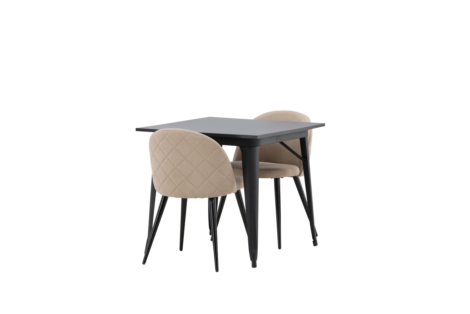 Venture Home Tempe spisebord - Black / Black MDF +Velvet Stitches stol - Black / Beige Fabric (Polyester linen ) _2