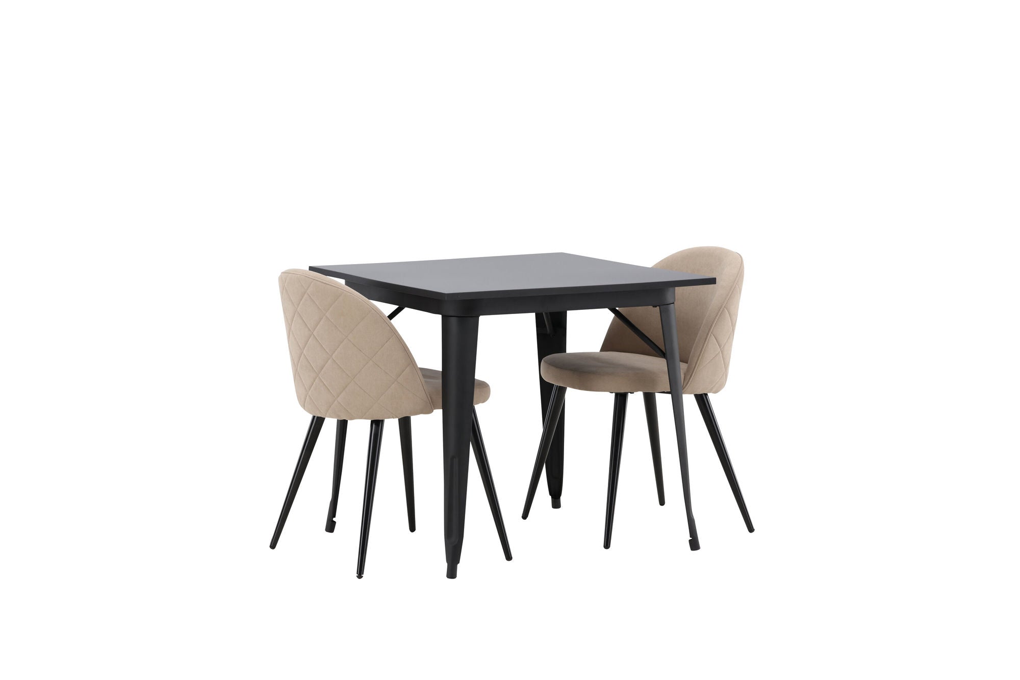 Venture Home Tempe spisebord - Black / Black MDF +Velvet Stitches stol - Black / Beige Fabric (Polyester linen ) _2