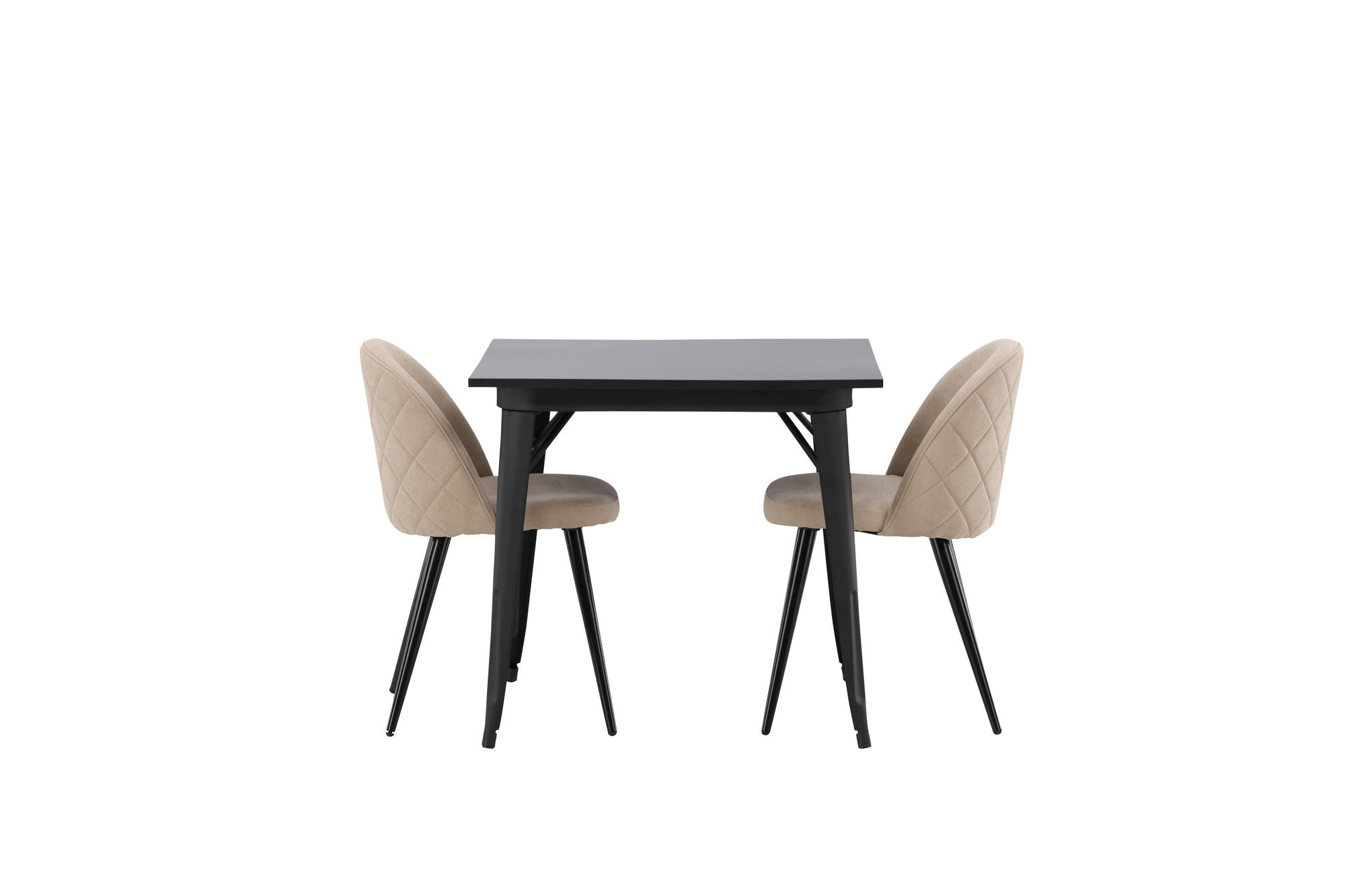 Venture Home Tempe spisebord - Black / Black MDF +Velvet Stitches stol - Black / Beige Fabric (Polyester linen ) _2