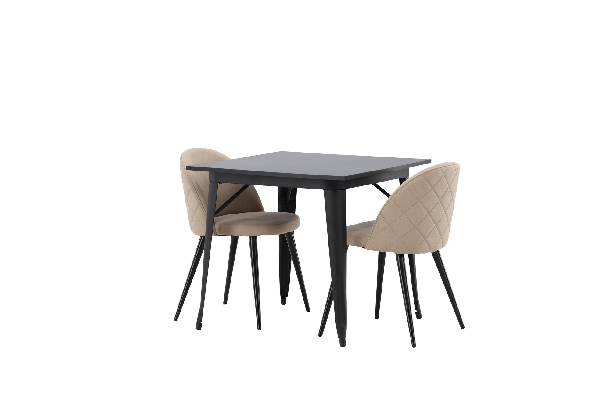 Venture Home Tempe spisebord - Black / Black MDF +Velvet Stitches stol - Black / Beige Fabric (Polyester linen ) _2