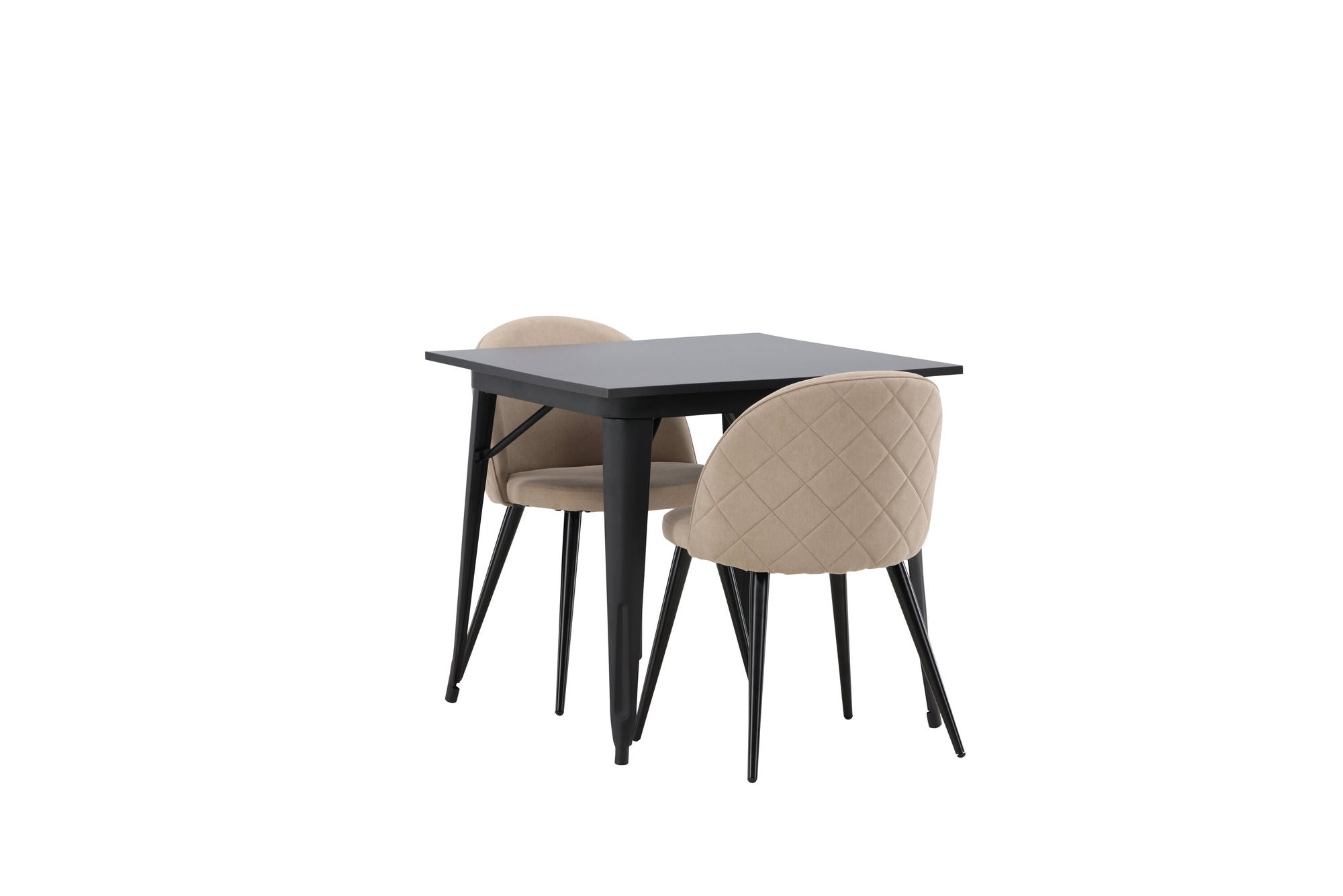 Venture Home Tempe spisebord - Black / Black MDF +Velvet Stitches stol - Black / Beige Fabric (Polyester linen ) _2
