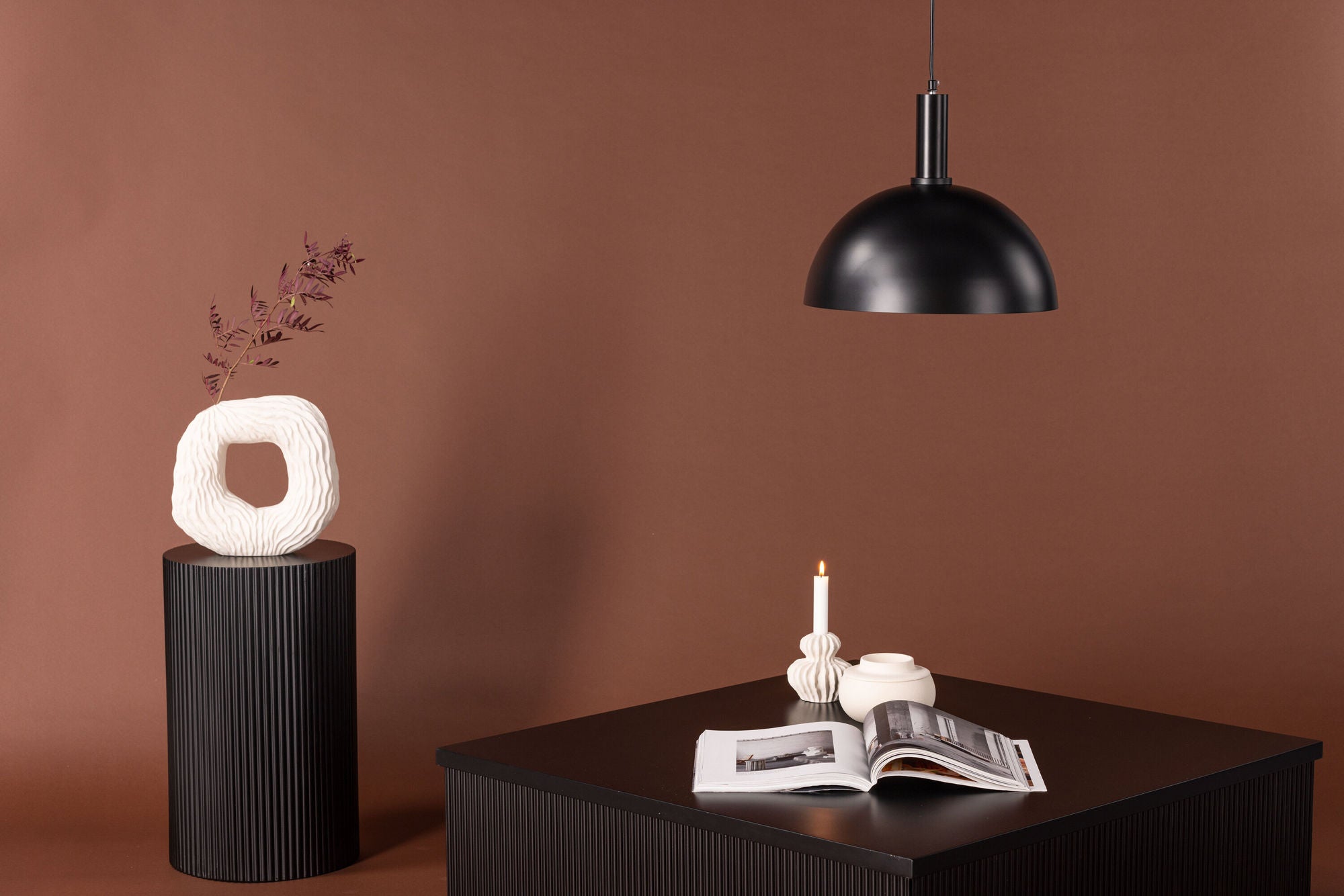 Venture Home Narbonne - Wide Pendant lampe - Black / Black