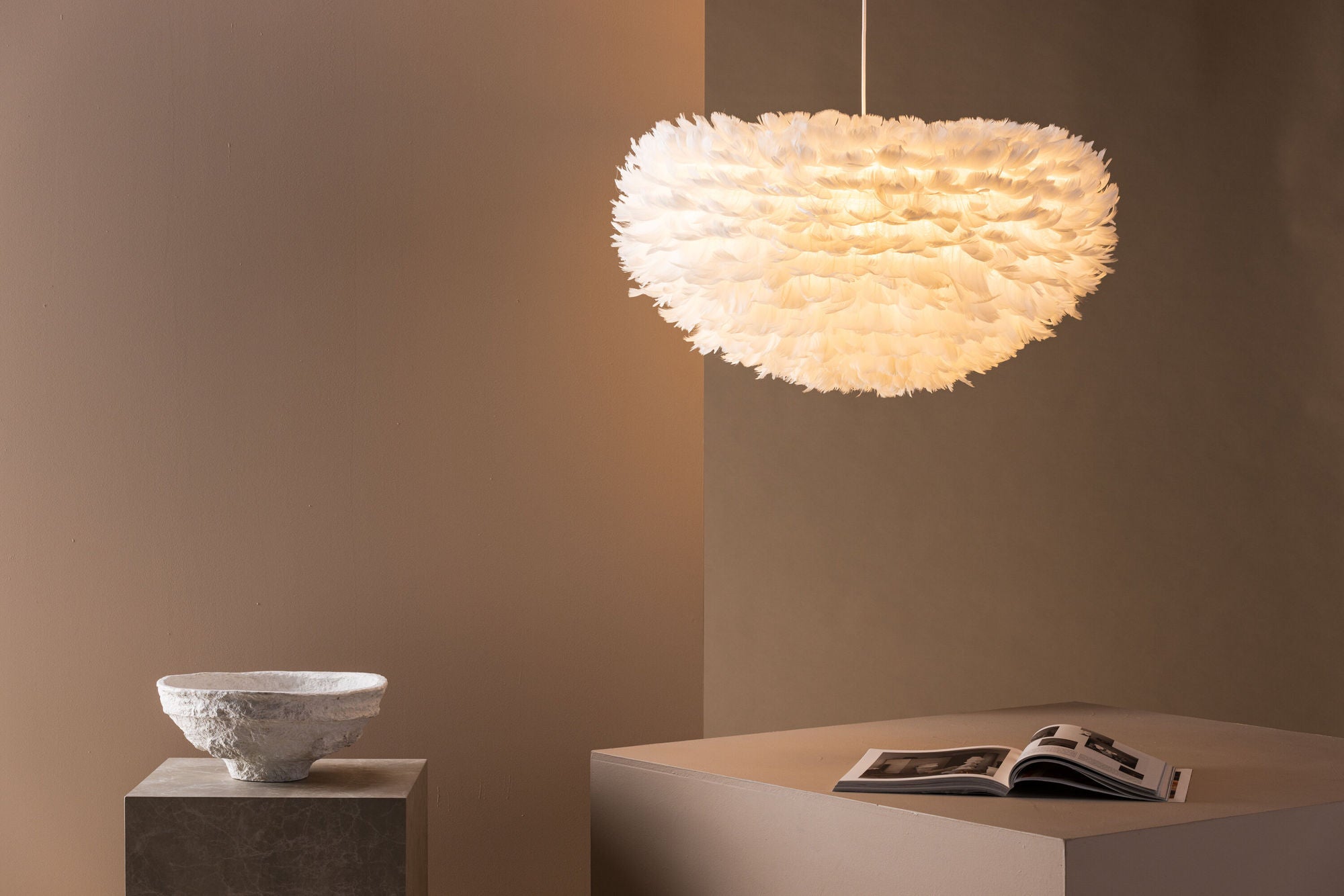 Venture Home Nicola - X-Large Pendant lampe - White / White artificial feather