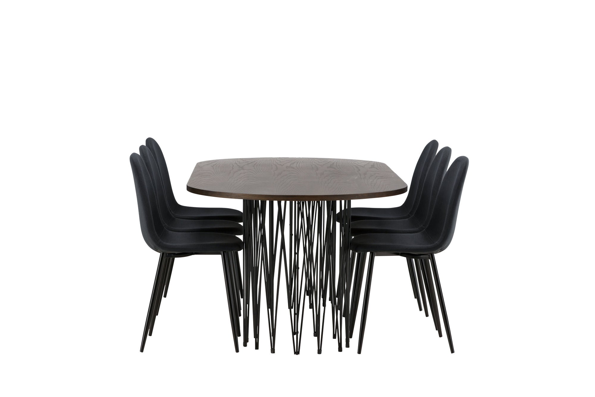 Venture Home Stone oval spisebord - Black / Mocca Veneer +Polar Spisebordsstol - Black Legs - Black Fabric _6