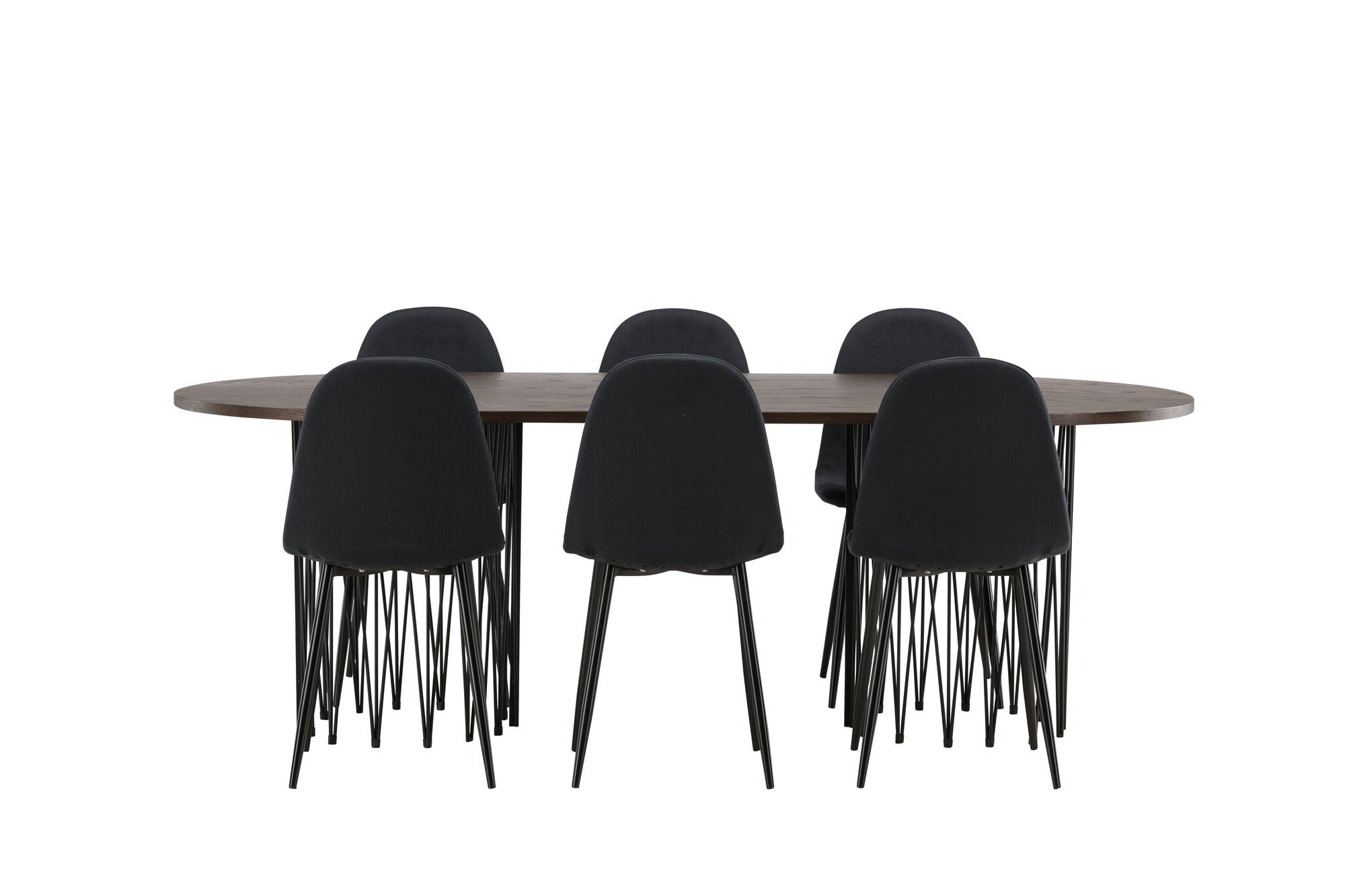 Venture Home Stone oval spisebord - Black / Mocca Veneer +Polar Spisebordsstol - Black Legs - Black Fabric _6