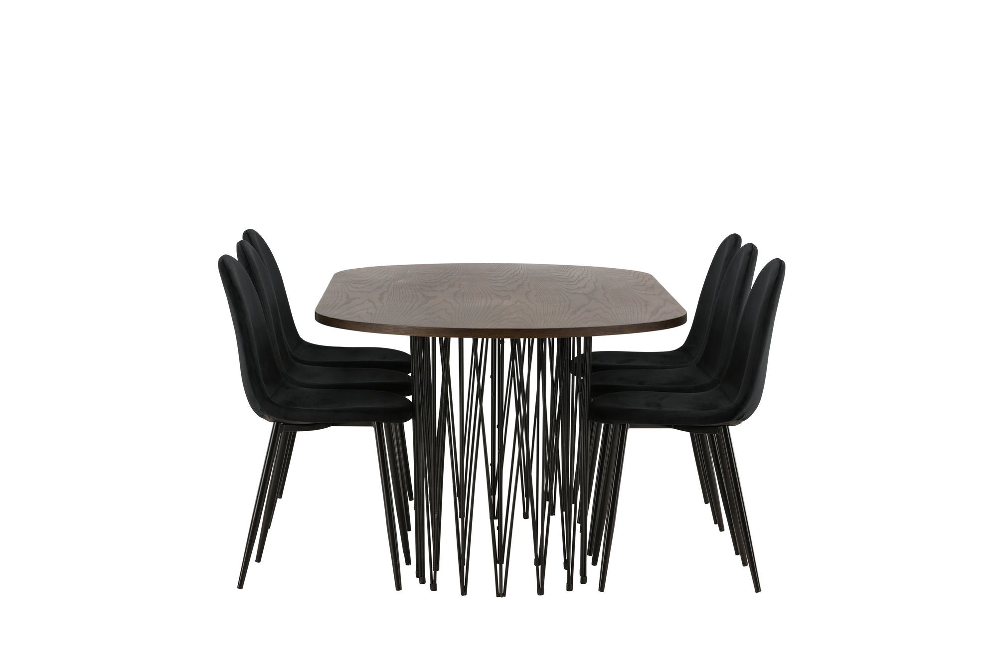 Venture Home Stone oval spisebord - Black / Mocca Veneer +Polar Spisebordsstol - Black legs / Black Velvet _6