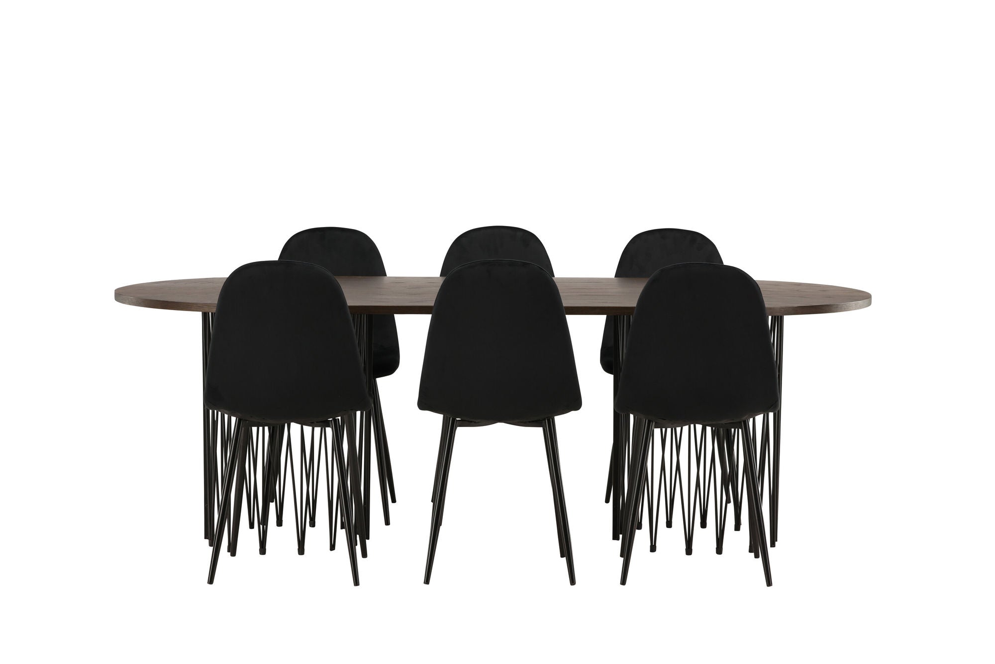 Venture Home Stone oval spisebord - Black / Mocca Veneer +Polar Spisebordsstol - Black legs / Black Velvet _6