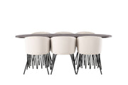 Venture Home Stone oval spisebord - Black / Mocca Veneer +Berit stol - Black / Beige Velvet _6