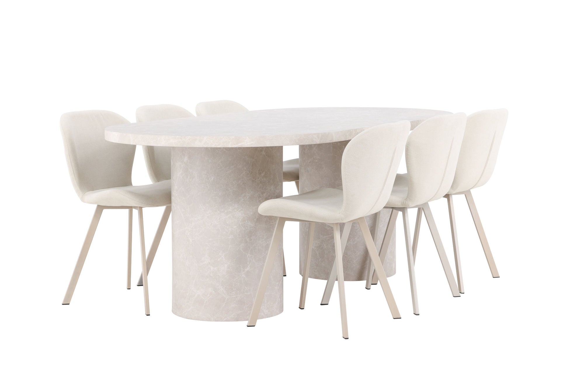 Venture Home Narvik bord - Beige with 6 Lilja stol - Beige