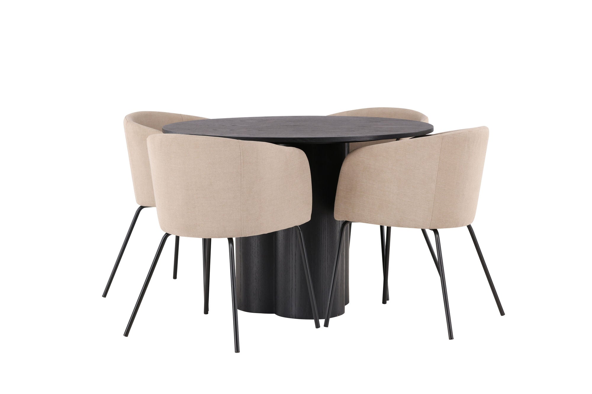 Venture Home OliviaDiningbord-Black/BlackVeneer+Beritstol-Black/BeigeFabric(Polyesterlinen)_4