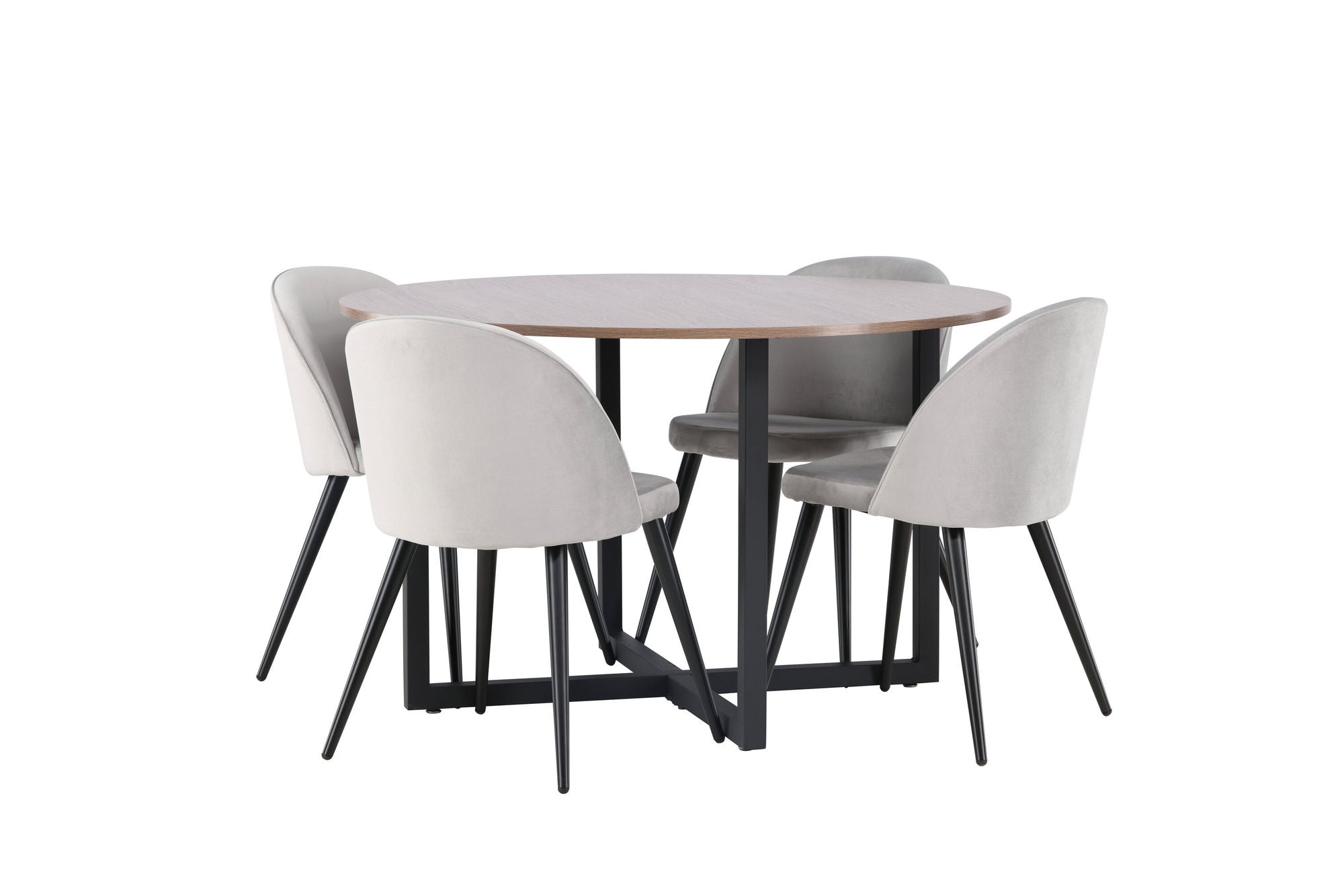 Venture Home Durango spisebord - Black / Walnut MDF +Velvet Spisebordsstol - Light Grey / Black _4