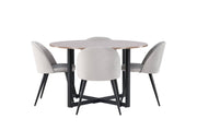Venture Home Durango spisebord - Black / Walnut MDF +Velvet Spisebordsstol - Light Grey / Black _4