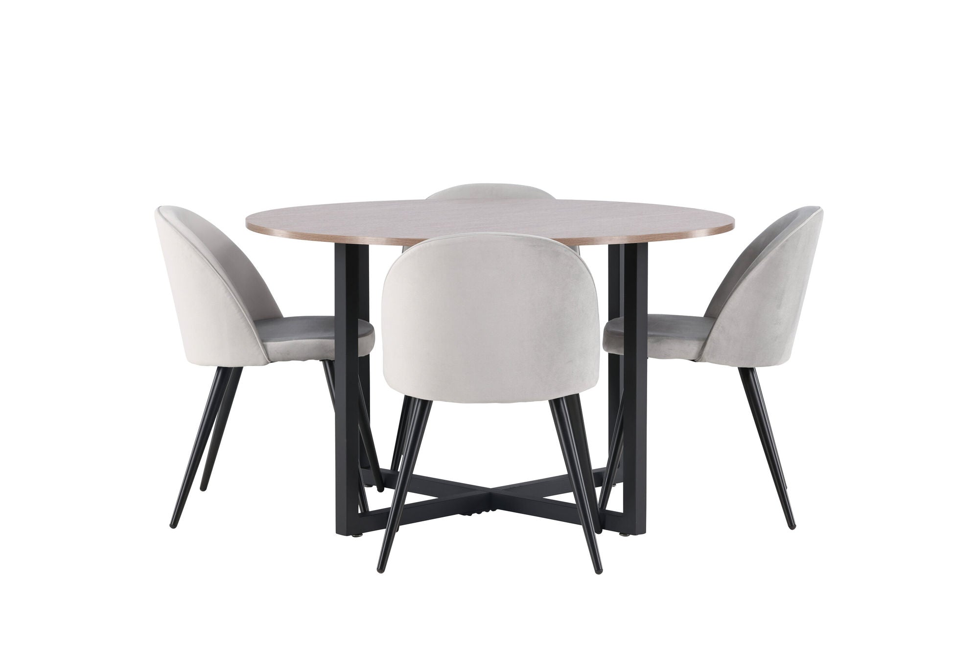 Venture Home Durango spisebord - Black / Walnut MDF +Velvet Spisebordsstol - Light Grey / Black _4