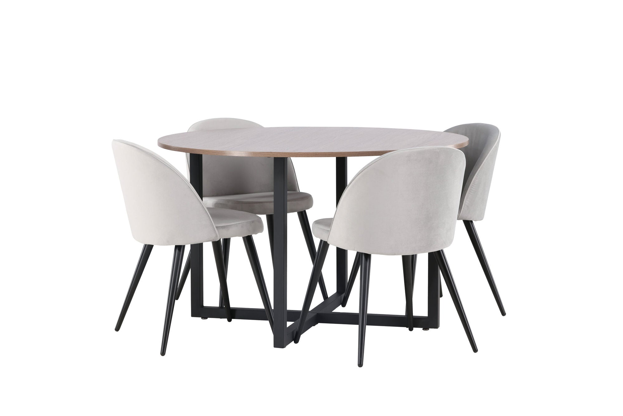 Venture Home Durango spisebord - Black / Walnut MDF +Velvet Spisebordsstol - Light Grey / Black _4