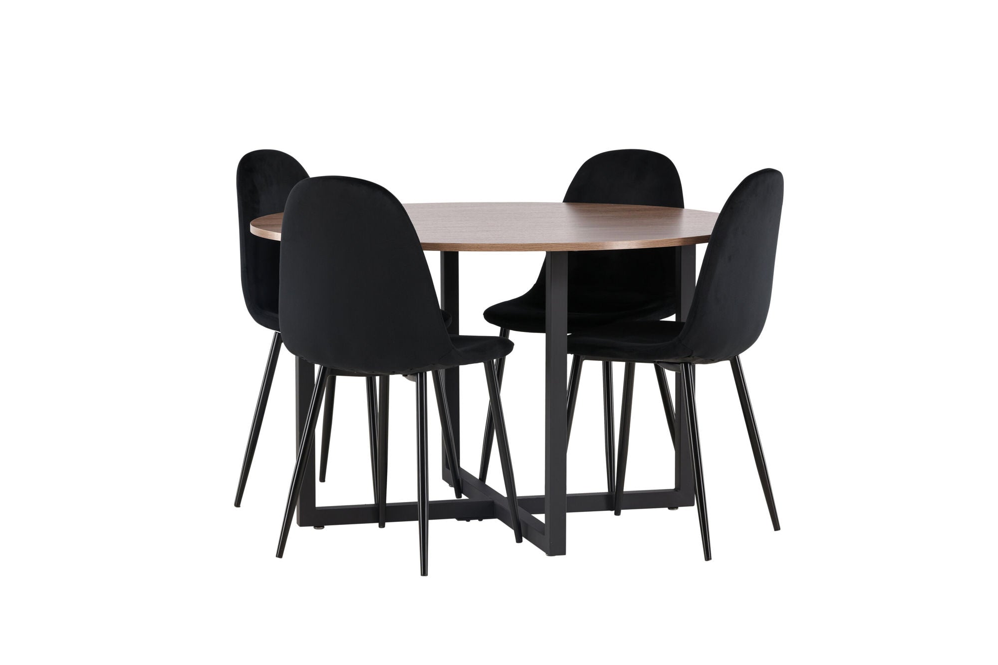 Venture Home Durango spisebord - Black / Walnut MDF +Polar Spisebordsstol - Black legs / Black Velvet _4