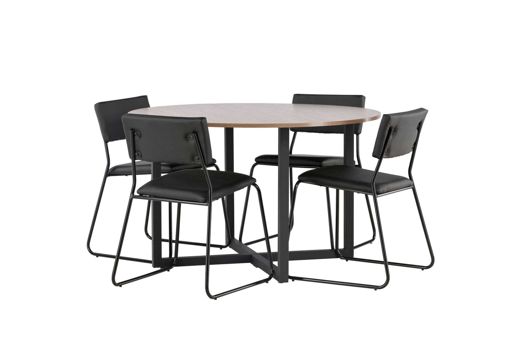 Venture Home Durango spisebord - Black / Walnut MDF +Kenth stol - Black / Black PU _4