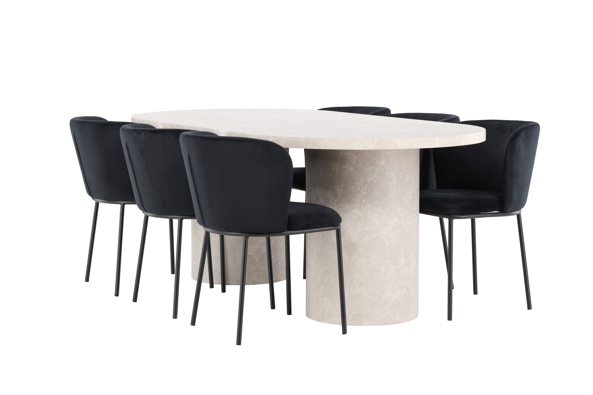 Venture Home Narvik bord - Beige with 6 Edina stol - Black