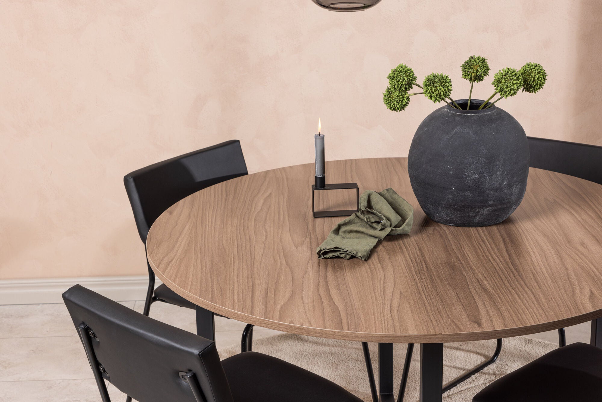 Venture Home Durango spisebord - Black / Walnut MDF +Kenth stol - Black / Black PU _4