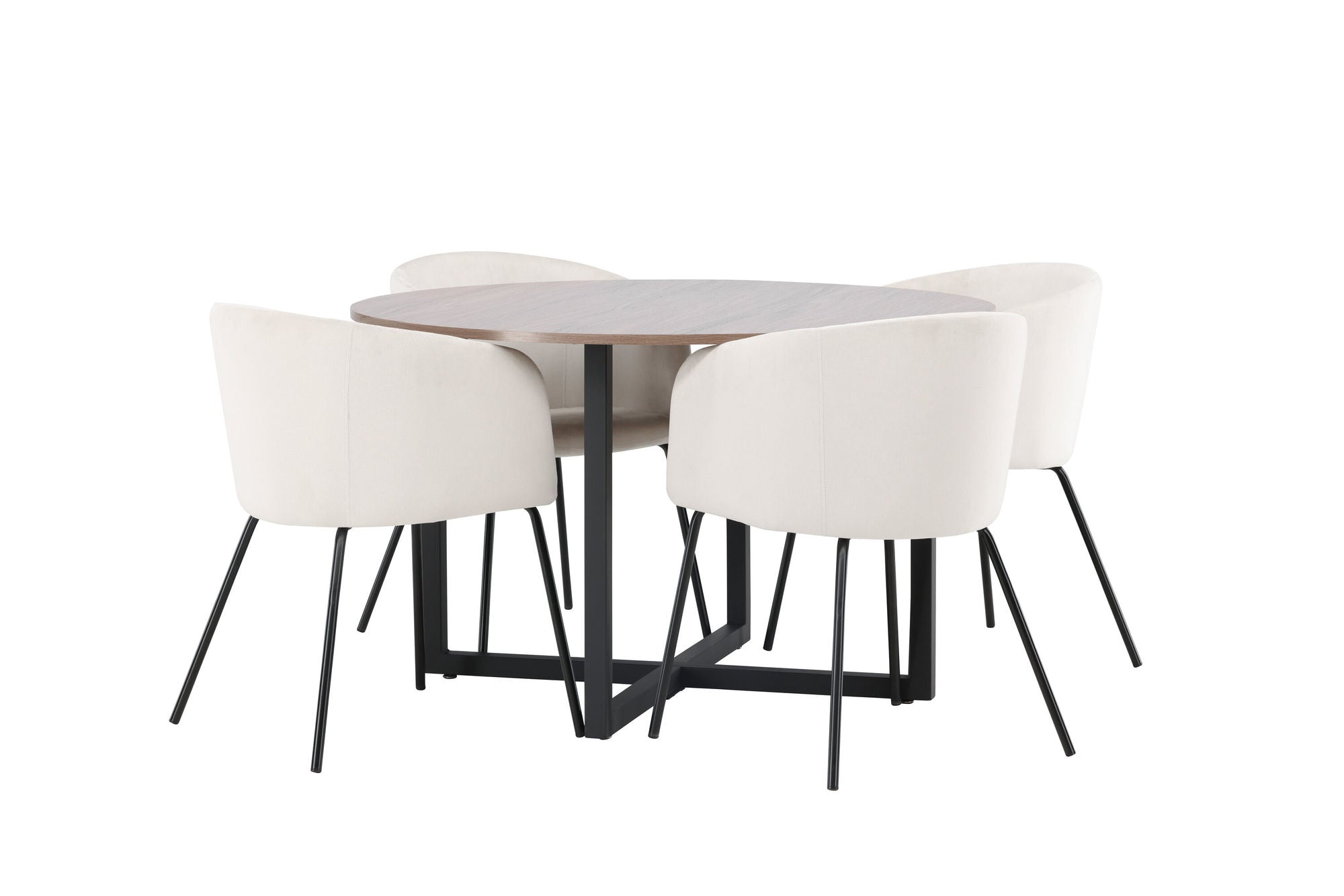 Venture Home Durango spisebord - Black / Walnut MDF +Berit stol - Black / Beige Velvet _4